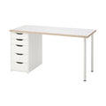 Bureau de travail avec tiroirs pour espace de bureau en bois et métal - 150 x 70 x 75